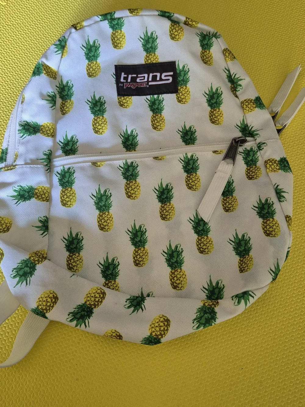 JansSport/ Trans Pineapple Print Mini Backpack - White and Yellow